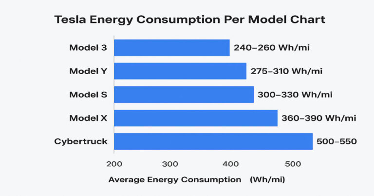 Tesla Energy Consumption per Model Chart.