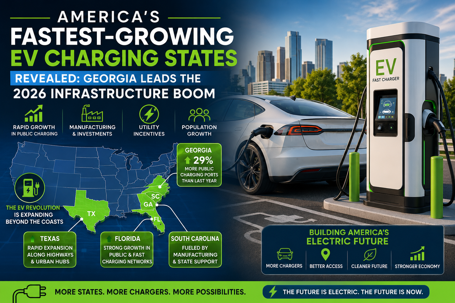 America's Fastest-Growing EV Charging States Revealed: Georgia Leads the 2026 Infrastructure Boom